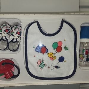 Vintage Colorful Kids Bib and Bottle Accessories Set